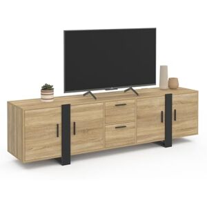 IDMARKET Meuble TV - PHOENIX - 180cm - Noir & Bois - Publicité IDMARKET Meuble TV - PHOENIX - 180cm - Noir & Bois - Publicité