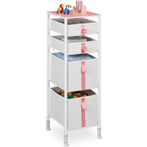 Relaxdays Meuble de Rangement pour Enfants, 4 tiroirs, Commode, env. 109,5 x 36 x 40,5 cm, Tissu et métal, Blanc/Rose - Publicité Relaxdays Meuble de Rangement pour Enfants, 4 tiroirs, Commode, env. 109,5 x 36 x 40,5 cm, Tissu et métal, Blanc/Rose - Publicité