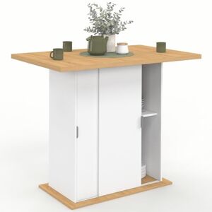 IDMarket Ilot Central 4 Personnes Paxton 110 cm Pied Central avec Rangement Bois Blanc avec Plan de Travail façon hêtre - Publicité IDMarket Ilot Central 4 Personnes Paxton 110 cm Pied Central avec Rangement Bois Blanc avec Plan de Travail façon hêtre - Publicité