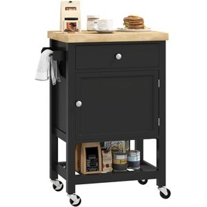 HOMCOM Desserte de Cuisine à roulettes, Chariot de Service, Plan de Travail en Bois d'hévéa, tiroir, Placard et Porte-Serviettes, Chariot de Cuisine et Salle à Manger, 63,5 x 40 x 90 cm, Noir - Publicité HOMCOM Desserte de Cuisine à roulettes, Chariot de Service, Plan de Travail en Bois d'hévéa, tiroir, Placard et Porte-Serviettes, Chariot de Cuisine et Salle à Manger, 63,5 x 40 x 90 cm, Noir - Publicité