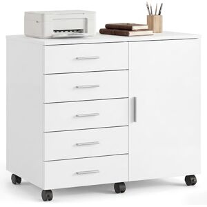 VASAGLE Caisson de Bureau, Meuble de Rangement avec 5 Tiroirs et 1 Porte, Support Imprimante sur roulettes, 80 x 40 x 65 cm, Blanc, pour Bureau à Domicile, Collection Custos OFC092WB02 - Publicité VASAGLE Caisson de Bureau, Meuble de Rangement avec 5 Tiroirs et 1 Porte, Support Imprimante sur roulettes, 80 x 40 x 65 cm, Blanc, pour Bureau à Domicile, Collection Custos OFC092WB02 - Publicité