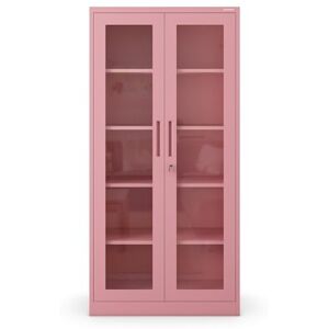 Jan Nowak Armoire de Bureau Metallique 185 x 90 x 40 cm Etagères Réglables en Hauteur, 2 Clés Incluses Etagère en Acier Robuste avec Portes en Verre pour Le Rangement Rose Poudré - Publicité Jan Nowak Armoire de Bureau Metallique 185 x 90 x 40 cm Etagères Réglables en Hauteur, 2 Clés Incluses Etagère en Acier Robuste avec Portes en Verre pour Le Rangement Rose Poudré - Publicité