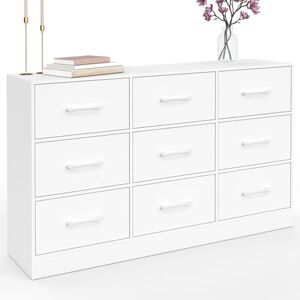 IDMarket Commode 9 tiroirs en Tissu UPPAH 113 cm Meuble de Rangement Bois Blanc - Publicité IDMarket Commode 9 tiroirs en Tissu UPPAH 113 cm Meuble de Rangement Bois Blanc - Publicité