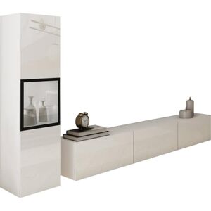 Muebles Slavic Berlin I Ensemble de meubles de salon moderne avec éclairage LED en option Blanc brillant 180 cm - Publicité Muebles Slavic Berlin I Ensemble de meubles de salon moderne avec éclairage LED en option Blanc brillant 180 cm - Publicité