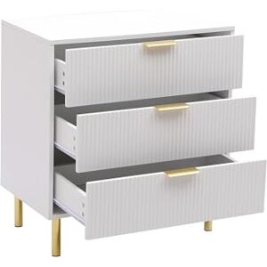 MMT Furniture Designs Ltd MMT Commode de rangement cannelée avec poignées et pieds dorés, options à 3 ou 5 tiroirs, blanc ou noir brillant, meuble de chambre à coucher (3 tiroirs) - Publicité MMT Furniture Designs Ltd MMT Commode de rangement cannelée avec poignées et pieds dorés, options à 3 ou 5 tiroirs, blanc ou noir brillant, meuble de chambre à coucher (3 tiroirs) - Publicité