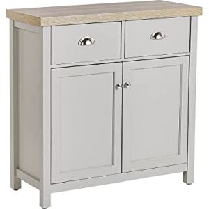 Beliani Petite Commode de Type Buffet avec Plateau Imitation Bois Clair 2 Portes et 2 Tiroirs Gris Style Vintage Clio - Publicité