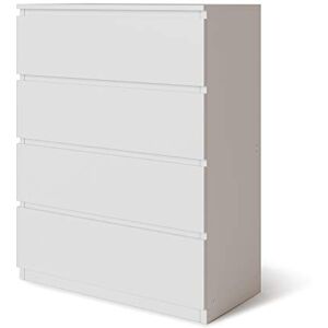 Skagen - 4-Drawer Wooden Bedroom Chest - Blanc - Sans Poignées - Commode - Publicité Skagen - 4-Drawer Wooden Bedroom Chest - Blanc - Sans Poignées - Commode - Publicité