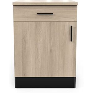 Demeyere Meuble Bas Cuisine-1 Porte & 1 Tiroir-Origan-Fabriqué en France-Garantie 2 Ans, Bois d'ingénierie, KRONBERG/Noir Mat, L 60 x P 60 x H 85 cm - Publicité