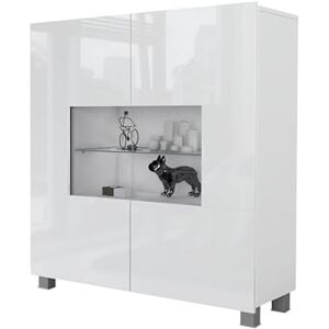 Vitrine Providence B100 Blanc + Portes blanches brillantes - Vitrine - Publicité Vitrine Providence B100 Blanc + Portes blanches brillantes - Vitrine - Publicité