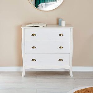 IDIMEX Commode de Chambre Antoinette Style Baroque Rococo Inspiration Louis XV Design Moderne, Rangement avec 3 tiroirs, en pin Massif lasuré Blanc - Publicité IDIMEX Commode de Chambre Antoinette Style Baroque Rococo Inspiration Louis XV Design Moderne, Rangement avec 3 tiroirs, en pin Massif lasuré Blanc - Publicité