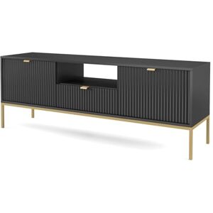 Meuble TV SELSEY - 154 cm - Noir avec pieds dorés - Vellore - Publicité Meuble TV SELSEY - 154 cm - Noir avec pieds dorés - Vellore - Publicité