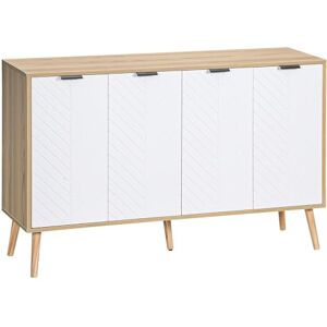 HOMCOM Buffet Salon, Meuble de Rangement avec 4 Portes et étagère réglable, Pieds en Bois de pin, Buffet Salle à Manger Cuisine et Chambre, 120 x 35 x 77,4 cm, Blanc et Bois Naturel - Publicité HOMCOM Buffet Salon, Meuble de Rangement avec 4 Portes et étagère réglable, Pieds en Bois de pin, Buffet Salle à Manger Cuisine et Chambre, 120 x 35 x 77,4 cm, Blanc et Bois Naturel - Publicité