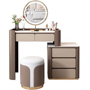 UsmAsk Coiffeuse de maquillage en bois massif, commode pour chambre à coucher, simple petit appartement, miroir de maquillage, armoire de rangement, commode avec tiroir, armoire latérale, tabouret de maquil - Publicité