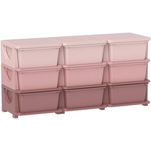 HOMCOM Meuble de rangement en plastique à 9 tiroirs, meuble de rangement pour enfants à 3 niveaux, coffre à jouets pour enfants pour la chambre d'enfants, la salle de jeu, la chambre à coucher, rose - Publicité HOMCOM Meuble de rangement en plastique à 9 tiroirs, meuble de rangement pour enfants à 3 niveaux, coffre à jouets pour enfants pour la chambre d'enfants, la salle de jeu, la chambre à coucher, rose - Publicité