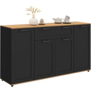 IDMarket Buffet 140 cm VITO 4 Portes et 1 tiroir Noir et Bois - Publicité IDMarket Buffet 140 cm VITO 4 Portes et 1 tiroir Noir et Bois - Publicité