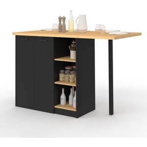 IDMarket Ilot Central Cesar 140 cm 5 Personnes Bois Noir avec Plan de Travail façon hêtre - Publicité IDMarket Ilot Central Cesar 140 cm 5 Personnes Bois Noir avec Plan de Travail façon hêtre - Publicité