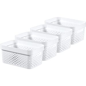 Curver Infinity Dots Lot de 4 petites boîtes de rangement rectangulaires 100% recyclées 4,5 litres Blanc - Publicité Curver Infinity Dots Lot de 4 petites boîtes de rangement rectangulaires 100% recyclées 4,5 litres Blanc - Publicité