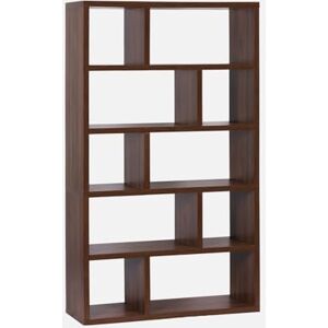 sweeek Etagère bibliothèque asymétrique 5 Niveaux 10 Compartiments. casiers. Effet Bois de Noyer. L 111.2 x P 39 x H 190cm - Publicité sweeek Etagère bibliothèque asymétrique 5 Niveaux 10 Compartiments. casiers. Effet Bois de Noyer. L 111.2 x P 39 x H 190cm - Publicité