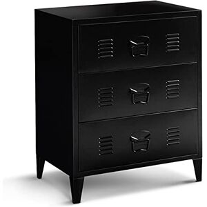 IDMarket Commode Ester 60 cm 3 tiroirs métal Noir Design Industriel - Publicité