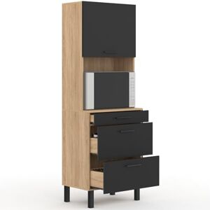IDMarket Colonne de Cuisine Micro-Ondes et casserolier 60 cm CINA 2 Portes façon hêtre et Noir - Publicité IDMarket Colonne de Cuisine Micro-Ondes et casserolier 60 cm CINA 2 Portes façon hêtre et Noir - Publicité