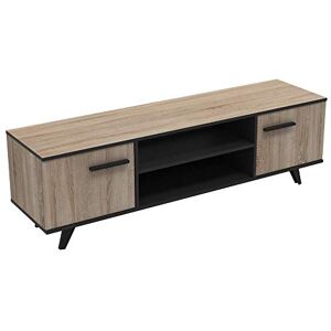 Demeyere Meuble TV au Style Industriel Tendance 2 Niches 2 Portes Ouvrantes Banc au Support Robuste pour Votre écran de télé Collection Wayne - Publicité