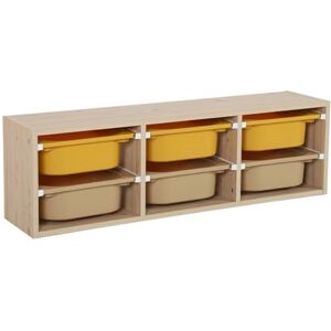 sweeek Meuble de Rangement Naturel pour Enfant. 6 bacs en Plastique Moutarde Taupe Sora - Publicité sweeek Meuble de Rangement Naturel pour Enfant. 6 bacs en Plastique Moutarde Taupe Sora - Publicité
