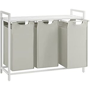 VASAGLE Panier à Linge 3 Compartiments, Corbeille à Linge Sale, 3 Sacs Amovibles en Tissu Oxford, Étagère, Cadre en Métal, 3 x 40 L, 92,5 x 33 x 72 cm, Blanc Crème et Blanc Mat BLH301W01 - Publicité VASAGLE Panier à Linge 3 Compartiments, Corbeille à Linge Sale, 3 Sacs Amovibles en Tissu Oxford, Étagère, Cadre en Métal, 3 x 40 L, 92,5 x 33 x 72 cm, Blanc Crème et Blanc Mat BLH301W01 - Publicité