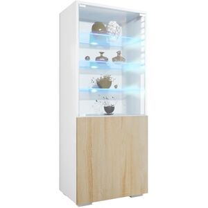 Vladon Vitrine Granada de, Armoire Vitrée Made in Germany avec Porte en Verre et Insert en Verre y Compris LED, Blanc Mat/chêne Brut (50 x 122,5 x 34,5 cm) - Publicité Vladon Vitrine Granada de, Armoire Vitrée Made in Germany avec Porte en Verre et Insert en Verre y Compris LED, Blanc Mat/chêne Brut (50 x 122,5 x 34,5 cm) - Publicité