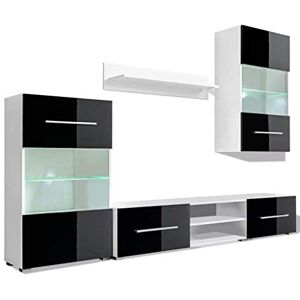 vidaXL Meuble TV Mural avec Éclairage LED 5 Pièces, Armoire de Télévision avec Compartiment, Meuble Télé de Salon Intérieur, Moderne, Noir - Publicité vidaXL Meuble TV Mural avec Éclairage LED 5 Pièces, Armoire de Télévision avec Compartiment, Meuble Télé de Salon Intérieur, Moderne, Noir - Publicité