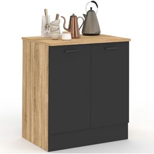 IDMarket Meuble Bas de Cuisine 80 cm STIL appoint 2 Portes Bois et Noir - Publicité IDMarket Meuble Bas de Cuisine 80 cm STIL appoint 2 Portes Bois et Noir - Publicité