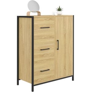 IDMarket Commode de Rangement Salle de Bain Detroit 3 tiroirs 1 Placard Design Industriel - Publicité IDMarket Commode de Rangement Salle de Bain Detroit 3 tiroirs 1 Placard Design Industriel - Publicité