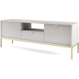 Meuble TV Selsey - 154 cm - gris avec pieds dorés - Vellore - Meuble TV - Publicité Meuble TV Selsey - 154 cm - gris avec pieds dorés - Vellore - Meuble TV - Publicité