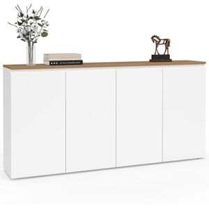 IDMarket Buffet 160 cm Toby 4 Portes Blanc et Plateau Bois - Publicité IDMarket Buffet 160 cm Toby 4 Portes Blanc et Plateau Bois - Publicité