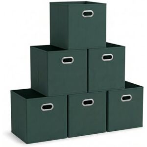 Household Essentials Lot de 6 bacs de rangement en tissu polyester tissé solide, côtés en aggloméré, poignée avant à œillet, empilables et pliables, design classique, vert foncé - Publicité Household Essentials Lot de 6 bacs de rangement en tissu polyester tissé solide, côtés en aggloméré, poignée avant à œillet, empilables et pliables, design classique, vert foncé - Publicité