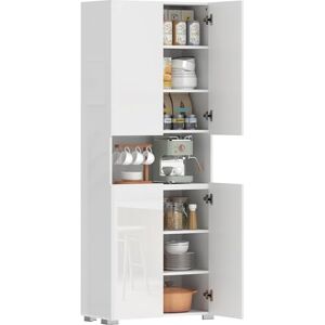 HOMCOM Armoire de cuisine haute avec compartiment ouvert, 4 portes, étagères réglables, buffet avec fonction de fermeture amortie, armoire polyvalente pour salle à manger, blanc brillant, 68 x 34 x - Publicité HOMCOM Armoire de cuisine haute avec compartiment ouvert, 4 portes, étagères réglables, buffet avec fonction de fermeture amortie, armoire polyvalente pour salle à manger, blanc brillant, 68 x 34 x - Publicité