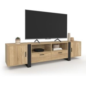 IDMarket Meuble TV 200 cm Phoenix 2 Portes 2 tiroirs Bois et Noir - Publicité IDMarket Meuble TV 200 cm Phoenix 2 Portes 2 tiroirs Bois et Noir - Publicité