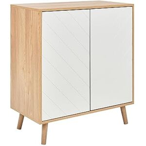 Beliani Buffet 2 Portes MDF et Placage Effet Bois Clair et Blanc Rangement Chambre Bristow - Publicité Beliani Buffet 2 Portes MDF et Placage Effet Bois Clair et Blanc Rangement Chambre Bristow - Publicité