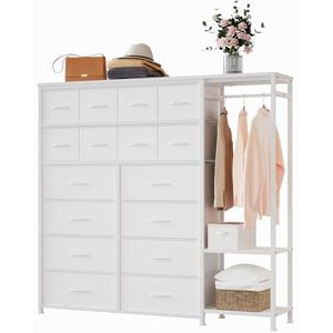 Garvee Commode De Rangement 16 Tiroirs avec Penderie Et Étagères – Organiseur en Tissu pour Chambre, Dressing Ou Entrée, Blanc - Publicité Garvee Commode De Rangement 16 Tiroirs avec Penderie Et Étagères – Organiseur en Tissu pour Chambre, Dressing Ou Entrée, Blanc - Publicité