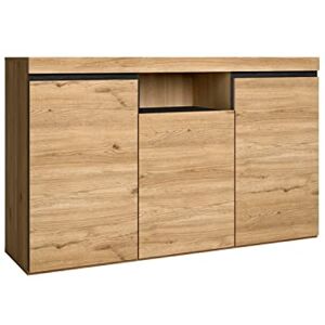 Skraut Home Buffet Modèle Naturale 140 x 40 x 81 cm Meuble d'Entrée à 3 Portes Style Nordique Mélamine Finition Couleur Chêne/Noir - Publicité Skraut Home Buffet Modèle Naturale 140 x 40 x 81 cm Meuble d'Entrée à 3 Portes Style Nordique Mélamine Finition Couleur Chêne/Noir - Publicité