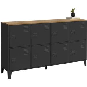 IDMarket Buffet casier 139 cm Ester 8 Portes en métal Noir Plateau Bois Design Industriel - Publicité IDMarket Buffet casier 139 cm Ester 8 Portes en métal Noir Plateau Bois Design Industriel - Publicité