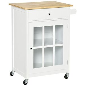 HOMCOM Desserte de Cuisine à roulettes Multi-Rangement Placard Porte vitrée avec étagère réglable, tiroir, Porte-torchon Blanc Aspect chêne Clair - Publicité HOMCOM Desserte de Cuisine à roulettes Multi-Rangement Placard Porte vitrée avec étagère réglable, tiroir, Porte-torchon Blanc Aspect chêne Clair - Publicité
