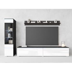 Muebles Slavic Ensemble de Meubles de Salon Vera I, Meuble TV Rangement pour Salon Design, Élégante Vitrine en Verre, Long Banc TV 180cm, Étagère Murale, Stratifié, Matera et Blanc Brillant - Publicité Muebles Slavic Ensemble de Meubles de Salon Vera I, Meuble TV Rangement pour Salon Design, Élégante Vitrine en Verre, Long Banc TV 180cm, Étagère Murale, Stratifié, Matera et Blanc Brillant - Publicité