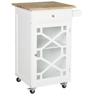 HOMCOM Chariot de Service desserte de Cuisine à roulettes tiroir, Placard, Porte-Serviette dim. 63L x 45l x 86H cm Structure en Bois Blanc - Publicité HOMCOM Chariot de Service desserte de Cuisine à roulettes tiroir, Placard, Porte-Serviette dim. 63L x 45l x 86H cm Structure en Bois Blanc - Publicité