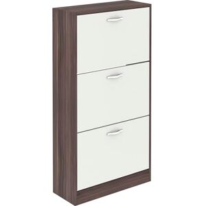 Vida Designs Meuble à Chaussures à 3 tiroirs, Placard de Rangement pour Chaussures, Meubles en Bois, unité en Bois, Noyer et Blanc - Publicité Vida Designs Meuble à Chaussures à 3 tiroirs, Placard de Rangement pour Chaussures, Meubles en Bois, unité en Bois, Noyer et Blanc - Publicité