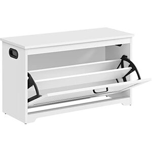 VASAGLE Meuble à Chaussures pour entrée avec Porte Pliante, séparateur intérieur réglable, avec poignées latérales découpées, 80 x 30 x 46 cm, Blanc LHS120T10 - Publicité VASAGLE Meuble à Chaussures pour entrée avec Porte Pliante, séparateur intérieur réglable, avec poignées latérales découpées, 80 x 30 x 46 cm, Blanc LHS120T10 - Publicité