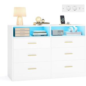 VASAGLE Custos Collection Commode avec Éclairage LED et Multiprise Intégrée, Armoire de Rangement Moderne, pour Salon, Chambre, 6 Tiroirs, 40 x 119 x 81,2 cm, Blanc Nuage LTS316WB01 - Publicité VASAGLE Custos Collection Commode avec Éclairage LED et Multiprise Intégrée, Armoire de Rangement Moderne, pour Salon, Chambre, 6 Tiroirs, 40 x 119 x 81,2 cm, Blanc Nuage LTS316WB01 - Publicité
