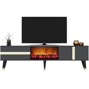 CONCEPT USINE Meuble TV 150 cm SUNY Gris Anthracite avec Cheminée LED Décorative Design Graphique avec Finitions Dorées 2 Placards Pieds Hauts 20 cm Ambiance Cosy sans Chauffage - Publicité CONCEPT USINE Meuble TV 150 cm SUNY Gris Anthracite avec Cheminée LED Décorative Design Graphique avec Finitions Dorées 2 Placards Pieds Hauts 20 cm Ambiance Cosy sans Chauffage - Publicité