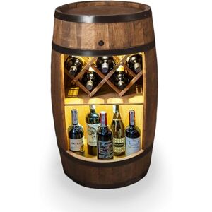 Creative Baril avec Support à Vin Casier LED Tonneau en Bois Bar de Maison 80 x 50 cm Décoration Rustique Armoire (Marron Foncé) - Publicité Creative Baril avec Support à Vin Casier LED Tonneau en Bois Bar de Maison 80 x 50 cm Décoration Rustique Armoire (Marron Foncé) - Publicité
