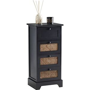 IDIMEX Chiffonnier Jasmin Petite Commode avec 4 tiroirs, Style Vintage bohême, en Bois de Paulownia lasuré Noir et rotin - Publicité IDIMEX Chiffonnier Jasmin Petite Commode avec 4 tiroirs, Style Vintage bohême, en Bois de Paulownia lasuré Noir et rotin - Publicité