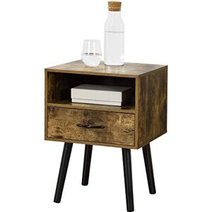 [en.casa] Table de Chevet Design Commode à Tiroir Meuble Bas de Style Intemporel Table de Nuit avec Espace de Stockage Panneau de Particules Bois Revêtu par PVC 57 x 42 x 40 cm Effet Bois Foncé - Publicité